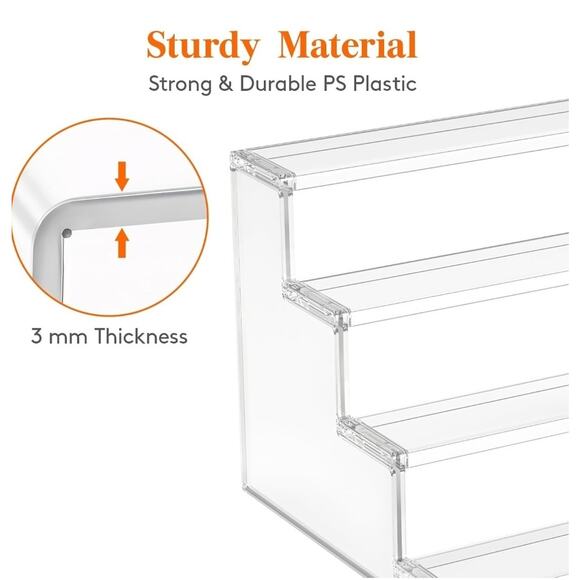 2-Pack, 4 Tier Clear Display Riser Stand, Tool-free Assembly, 12 Inch Organizers - Picture 5 of 5